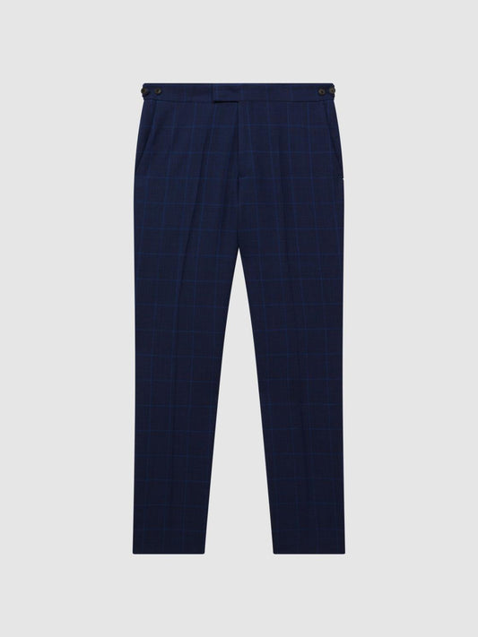 Reiss Suits &amp; Tailoring | Royce Slim Fit Wool Check Trousers Navy - Men