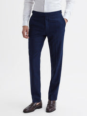 Reiss Suits &amp; Tailoring | Royce Slim Fit Wool Check Trousers Navy - Men