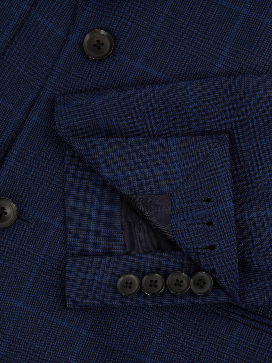 Reiss Suits &amp; Tailoring | Royce Slim Fit Wool Double Breasted Check Blazer Navy - Men