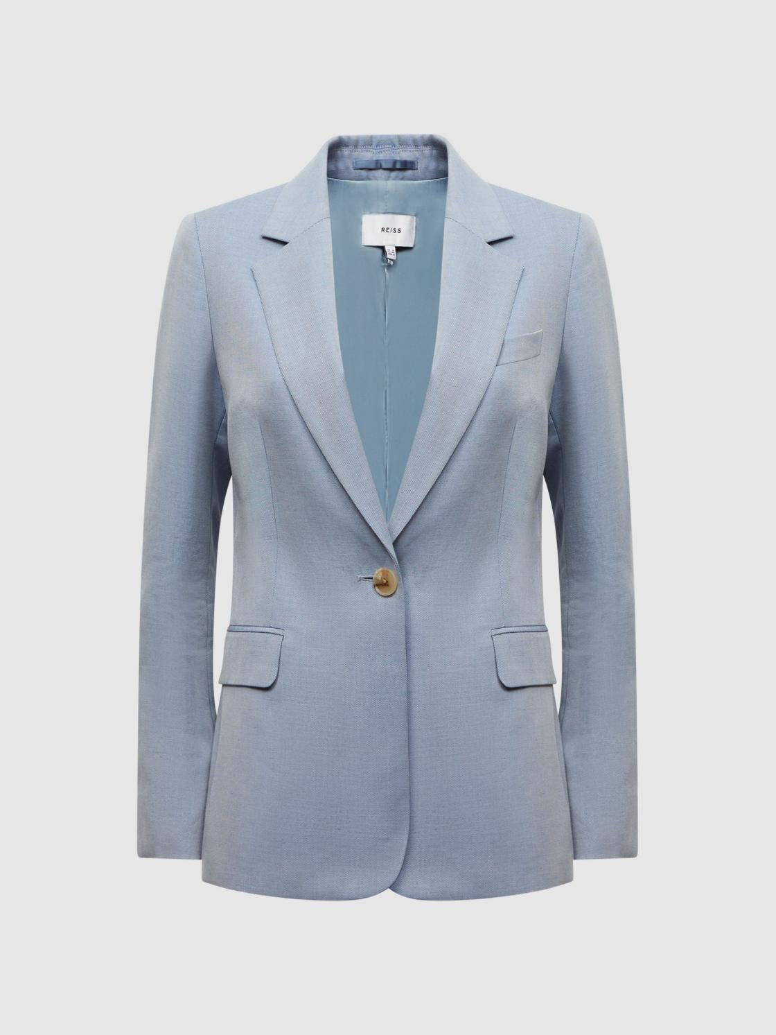 Reiss Suits &amp; Tailoring | Shae Single Breasted Tailored Blazer Pale Blue - Women