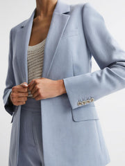 Reiss Suits &amp; Tailoring | Shae Single Breasted Tailored Blazer Pale Blue - Women