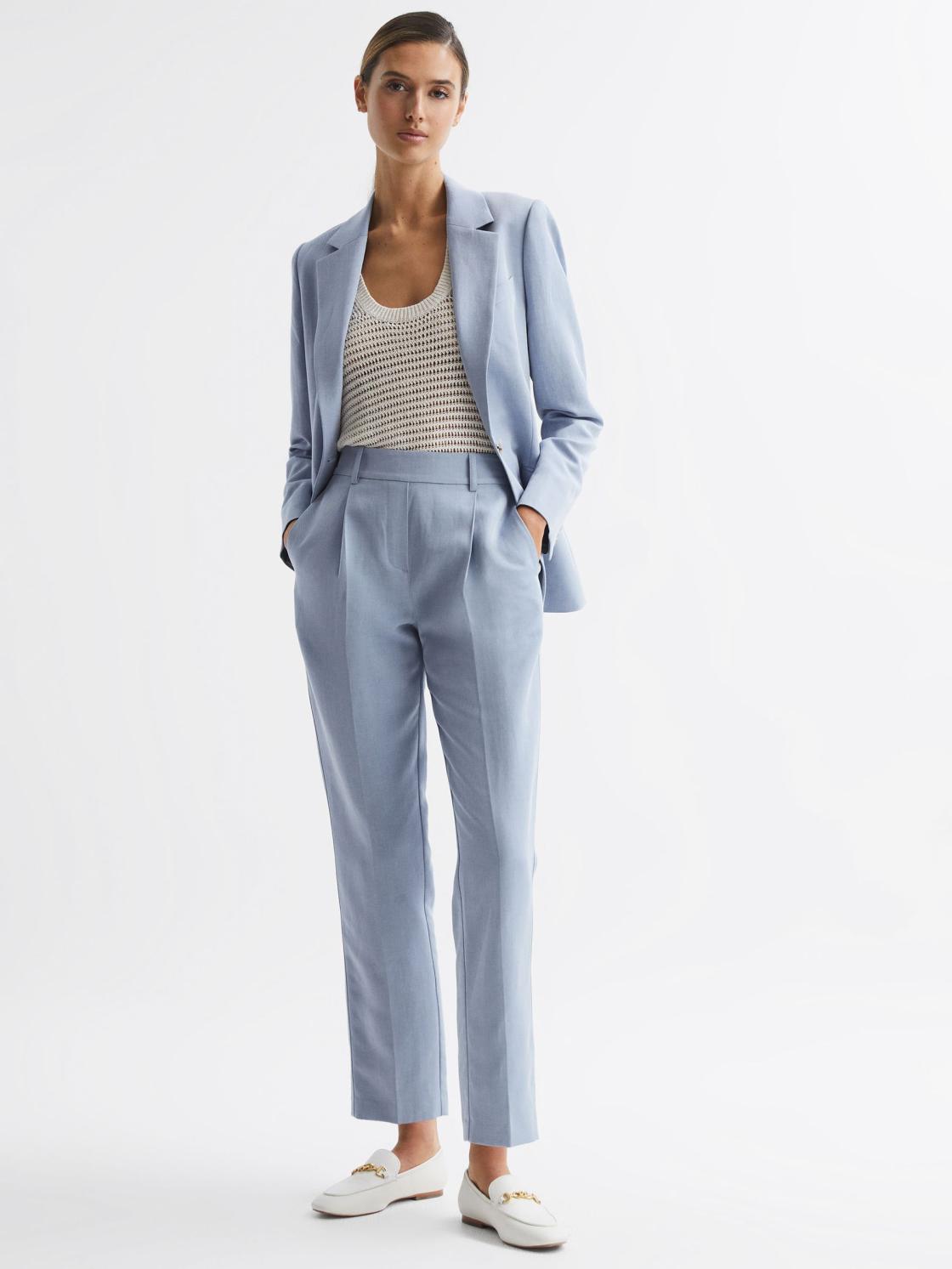 Reiss Suits &amp; Tailoring | Shae Single Breasted Tailored Blazer Pale Blue - Women