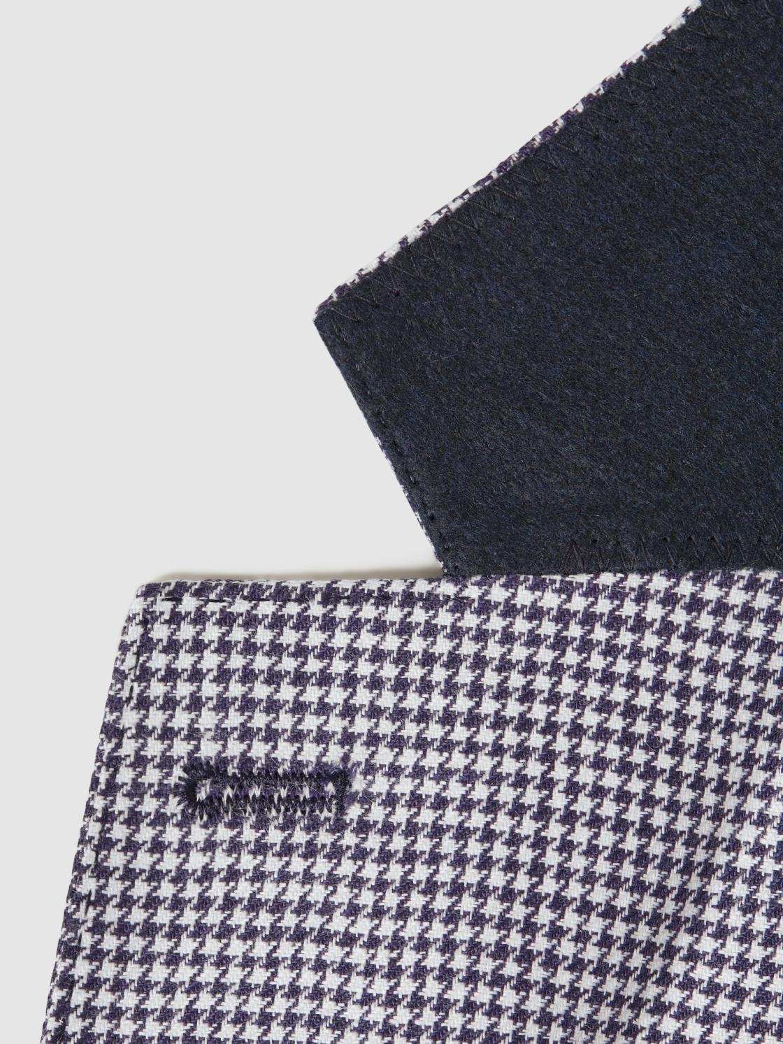 Reiss Suits &amp; Tailoring | Squad Linen Single Breasted Dogtooth Blazer Navy - Men