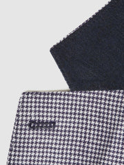 Reiss Suits &amp; Tailoring | Squad Linen Single Breasted Dogtooth Blazer Navy - Men