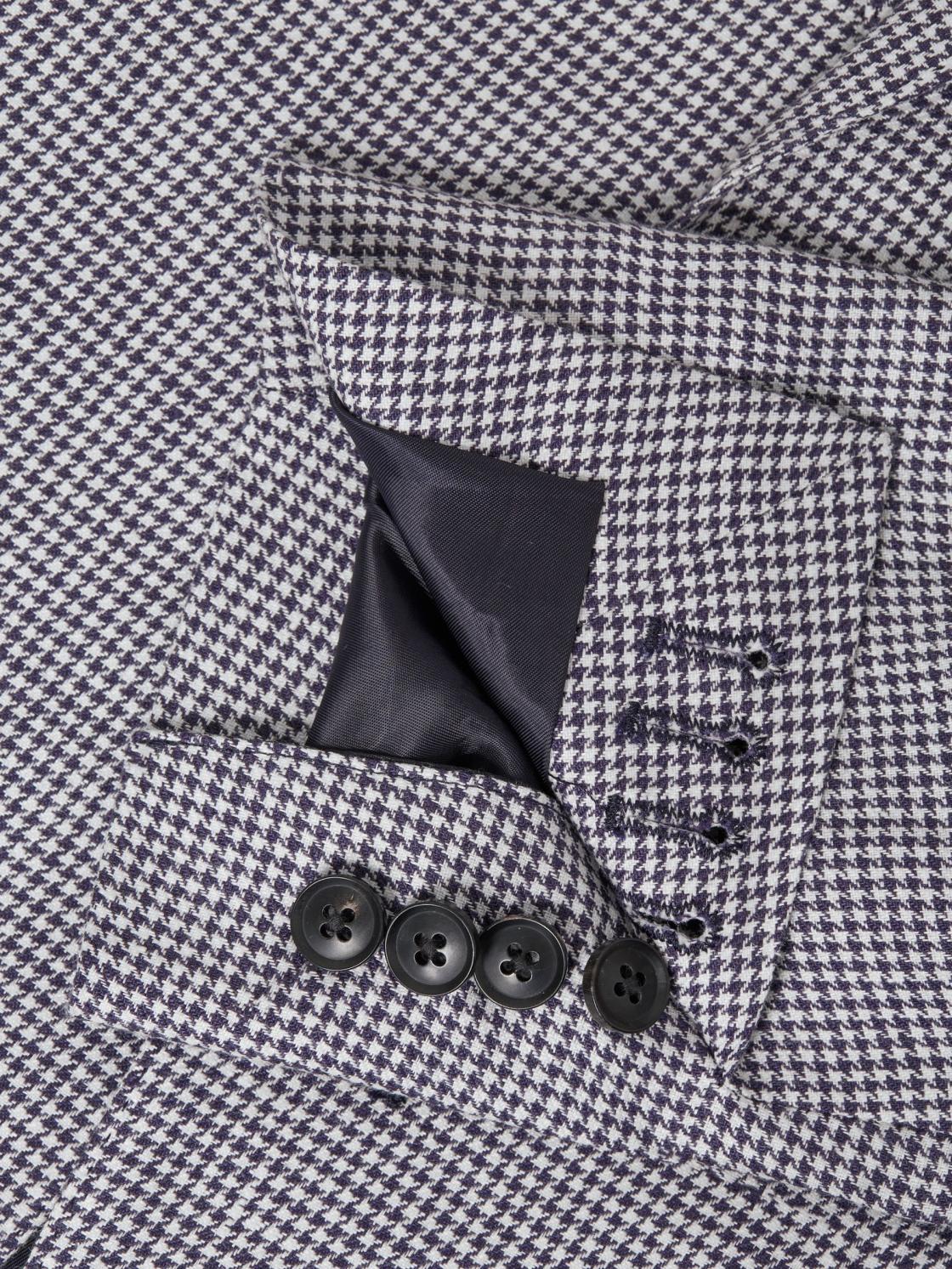 Reiss Suits &amp; Tailoring | Squad Linen Single Breasted Dogtooth Blazer Navy - Men