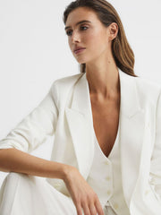 Reiss Suits &amp; Tailoring | Tatum Crepe Double Breasted Blazer White - Women