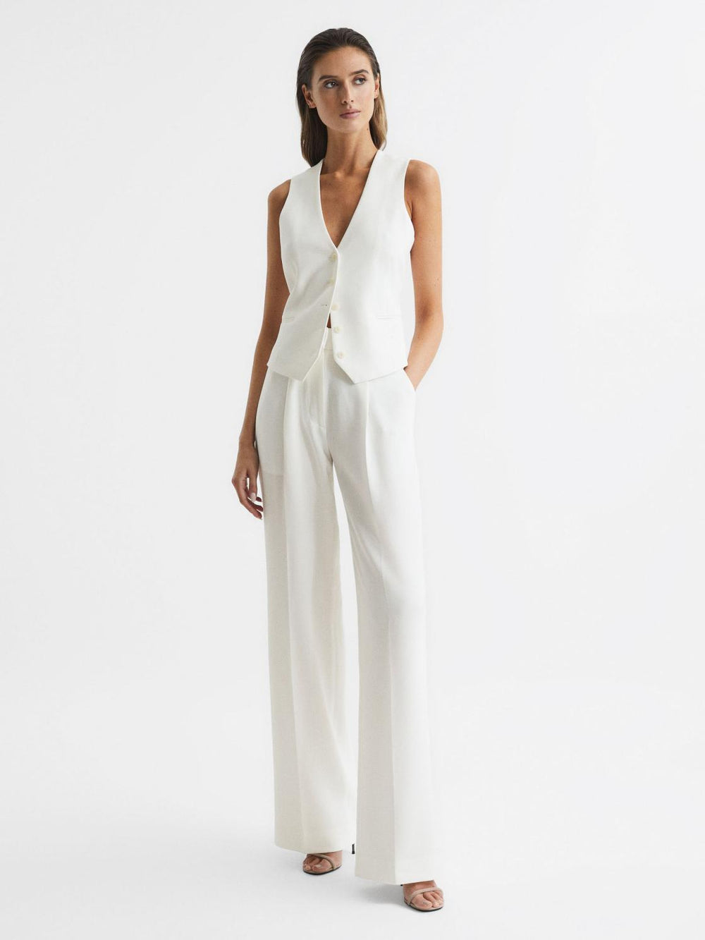 Reiss Suits &amp; Tailoring | Tatum Tailored Waistcoat White - Women