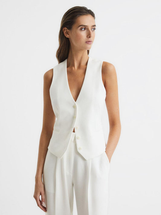 Reiss Suits &amp; Tailoring | Tatum Tailored Waistcoat White - Women