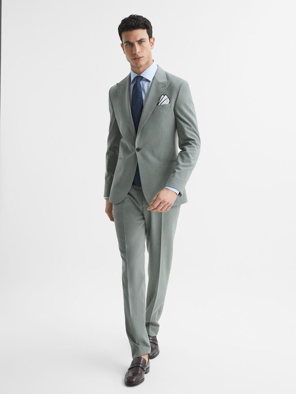 Reiss Suits &amp; Tailoring | Wish Slim Fit Single Breasted Wool Blend Blazer Sage - Men