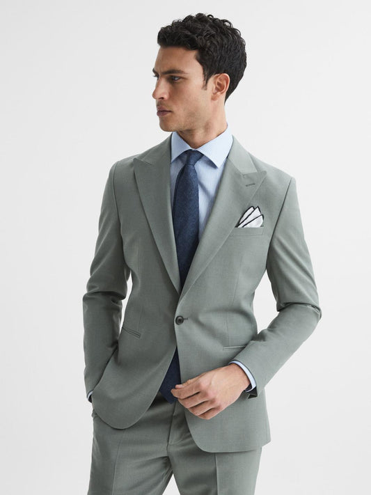 Reiss Suits &amp; Tailoring | Wish Slim Fit Single Breasted Wool Blend Blazer Sage - Men