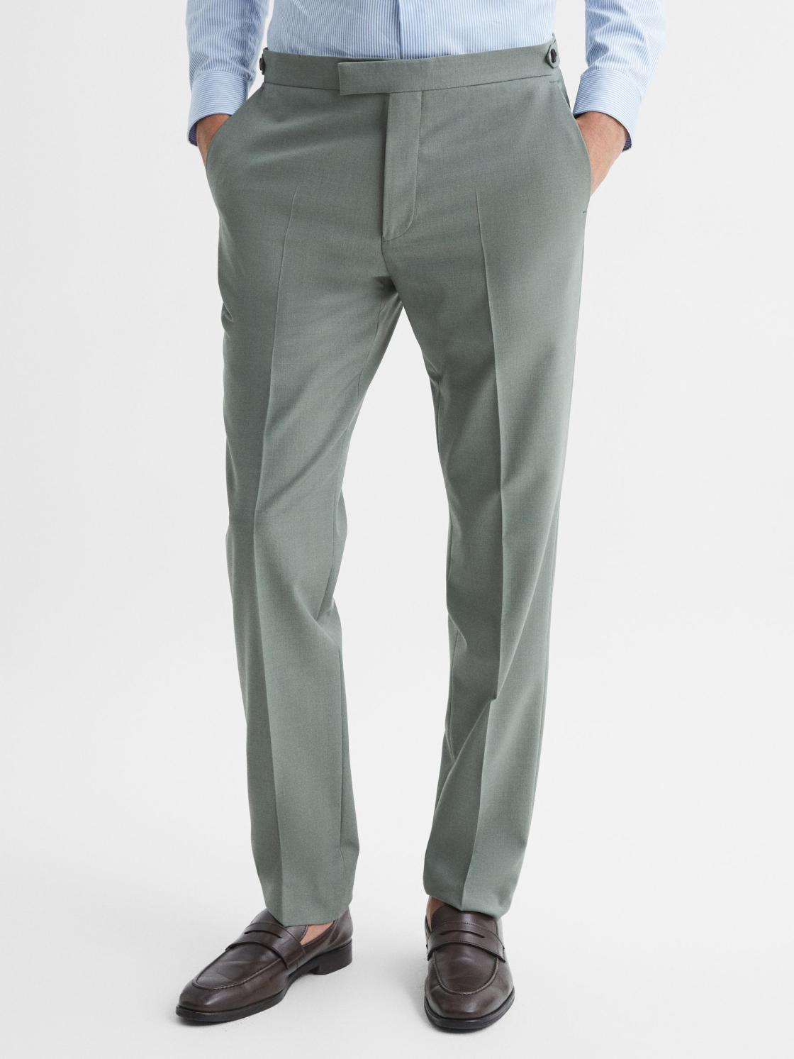 Reiss Suits &amp; Tailoring | Wish Slim Fit Wool Blend Trousers Sage - Men