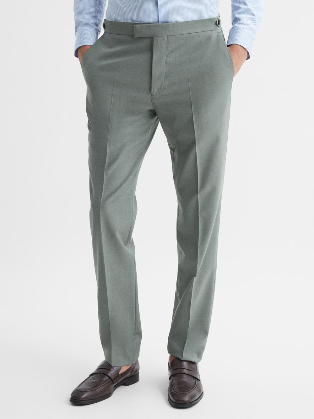 Reiss Suits &amp; Tailoring | Wish Slim Fit Wool Blend Trousers Sage - Men