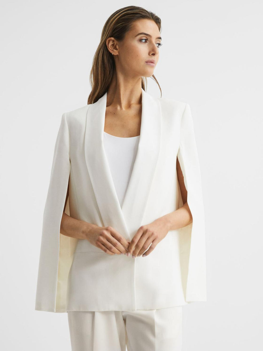 Reiss Suits &amp; Tailoring | Yana Tuxedo Cape Blazer Cream - Women