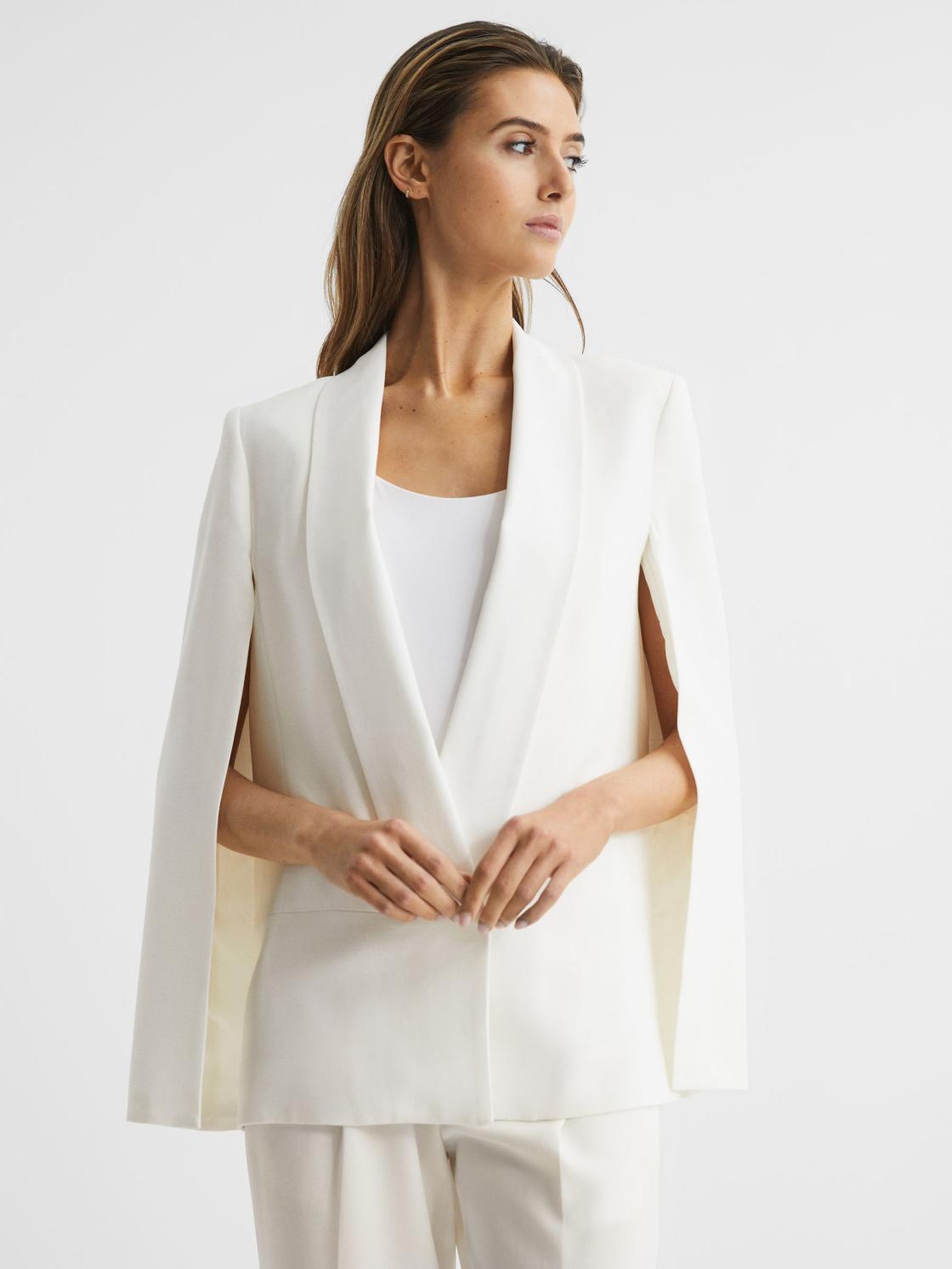 Reiss Suits &amp; Tailoring | Yana Tuxedo Cape Blazer Cream - Women