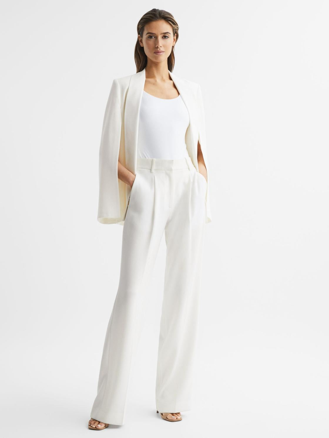 Reiss Suits &amp; Tailoring | Yana Tuxedo Cape Blazer Cream - Women