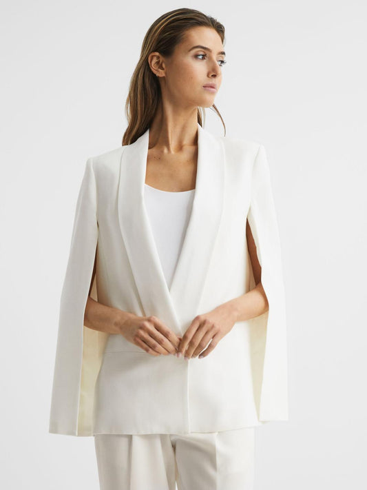 Reiss Suits &amp; Tailoring | Yana Tuxedo Cape Blazer Cream - Women