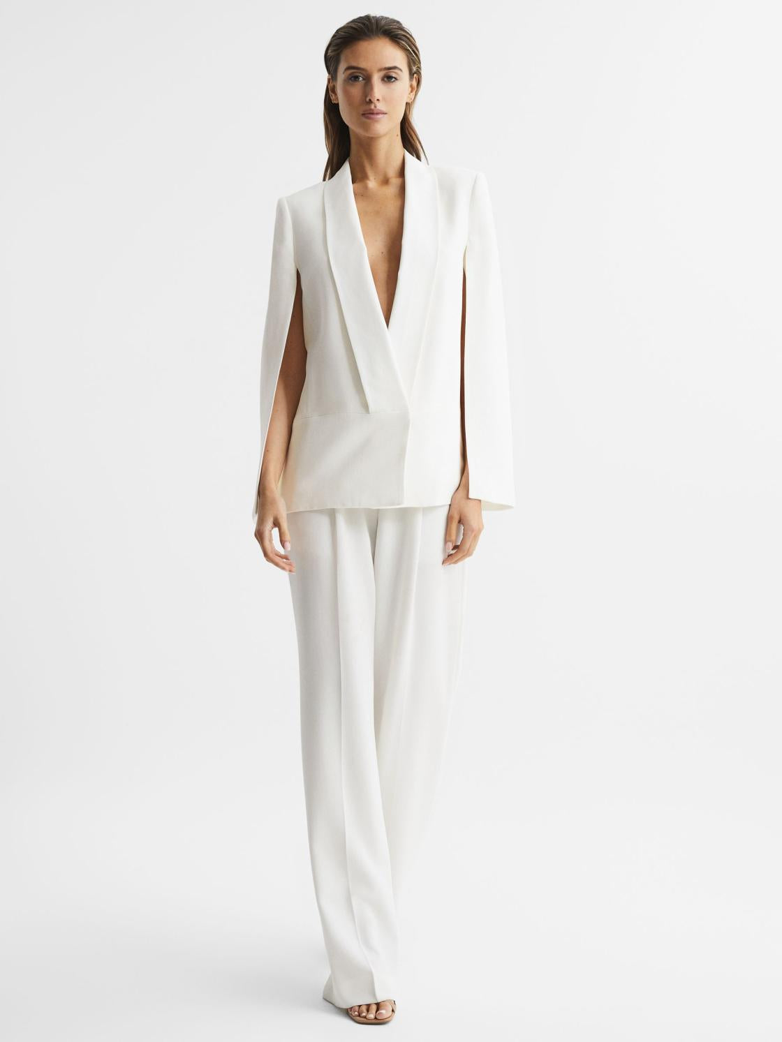 Reiss Suits &amp; Tailoring | Yana Tuxedo Cape Blazer Cream - Women