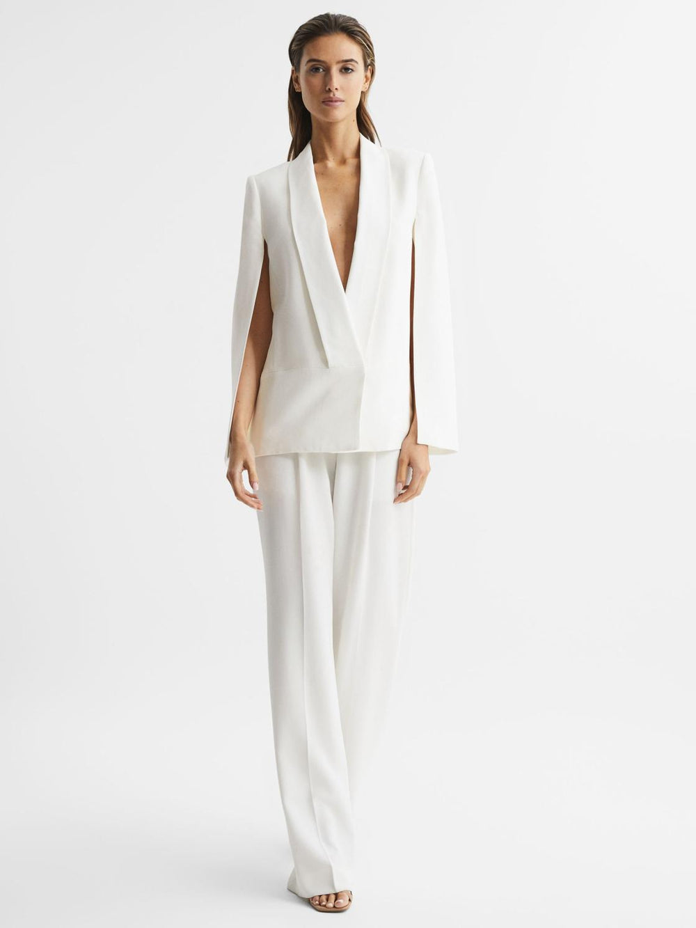 Reiss Suits &amp; Tailoring | Yana Tuxedo Cape Blazer Cream - Women