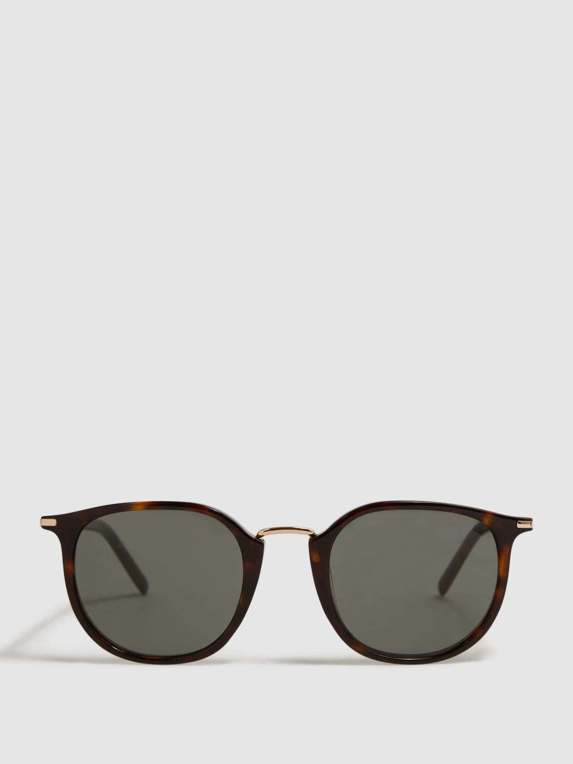 Reiss Sunglasses | Adam Paige Vintage Round Acetate Frame Sunglasses Brown - Men