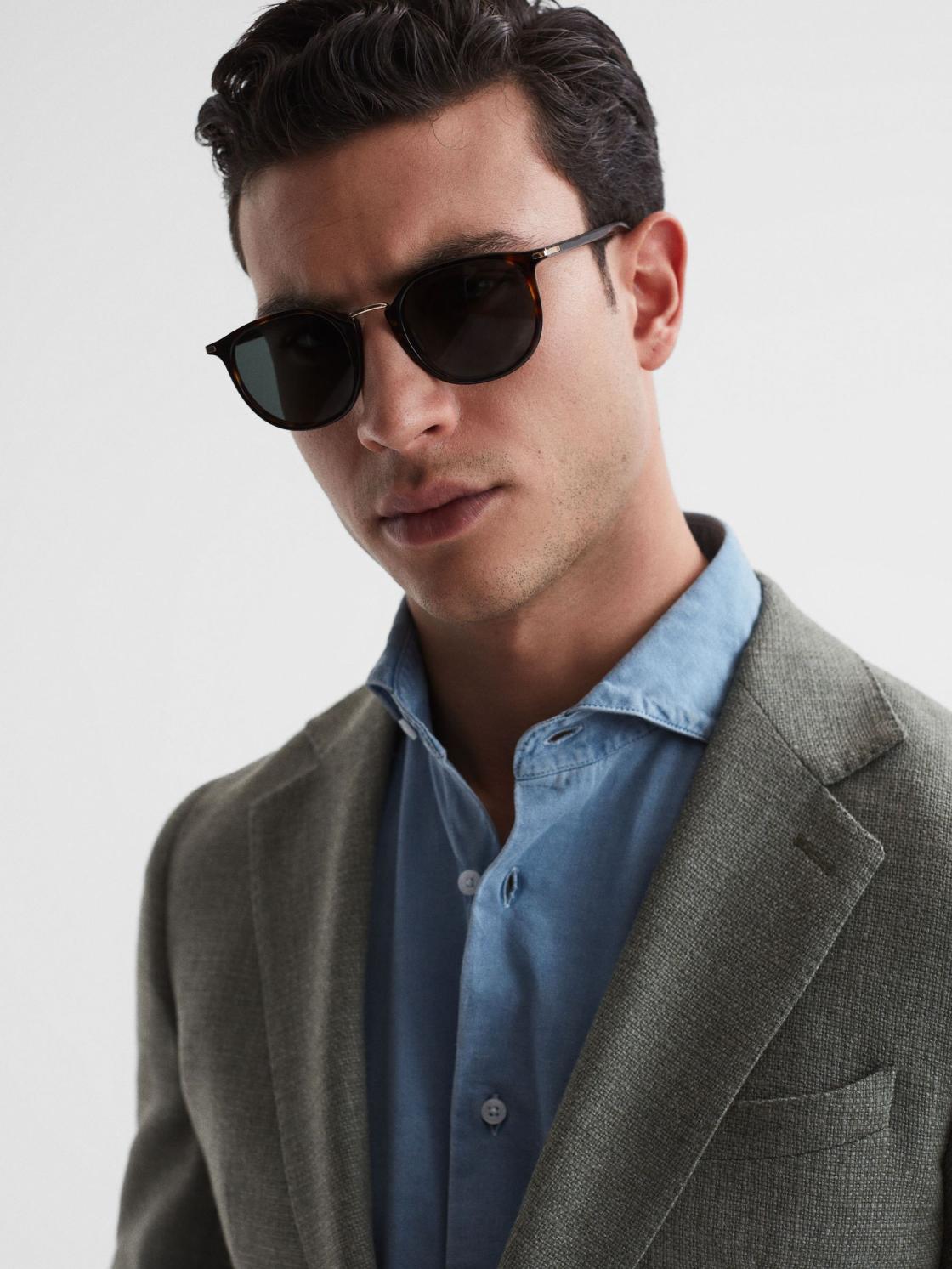 Reiss Sunglasses | Adam Paige Vintage Round Acetate Frame Sunglasses Brown - Men
