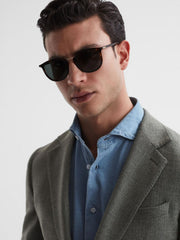 Reiss Sunglasses | Adam Paige Vintage Round Acetate Frame Sunglasses Brown - Men