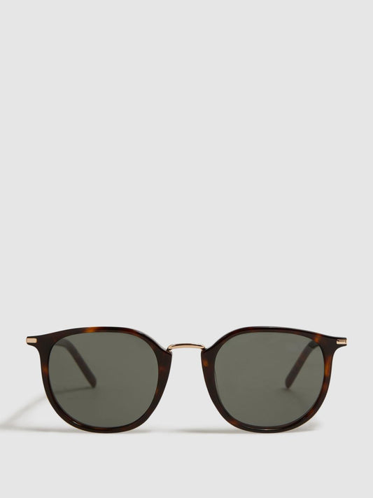 Reiss Sunglasses | Adam Paige Vintage Round Acetate Frame Sunglasses Brown - Men