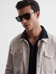 Reiss Sunglasses | Blake Paige Square Acetate Frame Sunglasses Black - Men