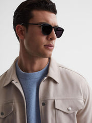 Reiss Sunglasses | Caylen Paige Round Acetate Frame Sunglasses Black - Men