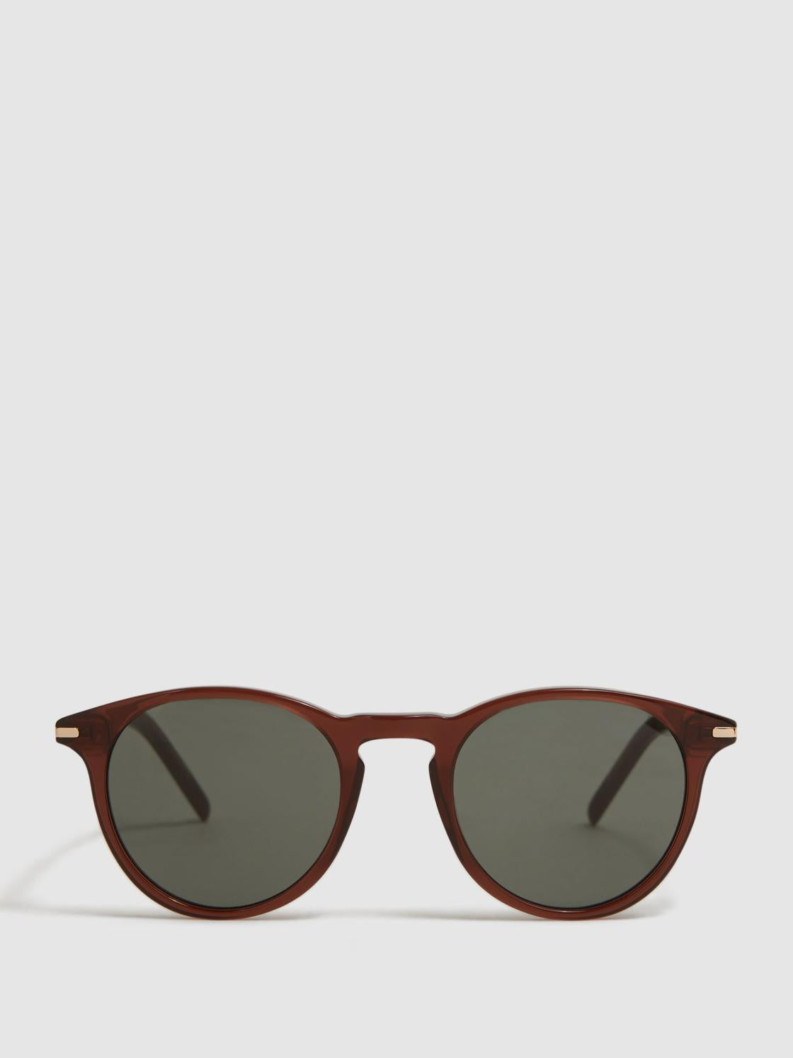 Reiss Sunglasses | Caylen Paige Round Acetate Frame Sunglasses Brown - Men
