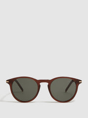 Reiss Sunglasses | Caylen Paige Round Acetate Frame Sunglasses Brown - Men