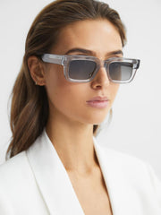 Reiss Sunglasses | Five Chimi Rectangular Frame Acetate Sunglasses Grey - Women