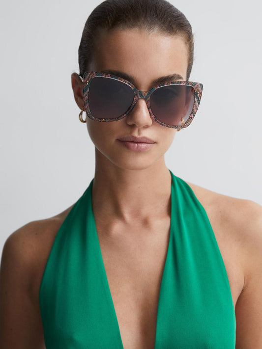 Reiss Sunglasses | Missoni Eyewear Oversized Cat Eye Sunglasses Pink/green - Women