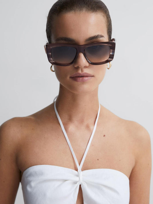 Reiss Sunglasses | Missoni Eyewear Rectangular Striped Sunglasses Brown - Women