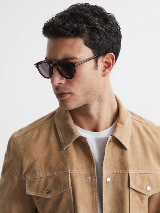 Reiss Sunglasses | Nelson Monokel Eyewear Round Sunglasses Black - Men