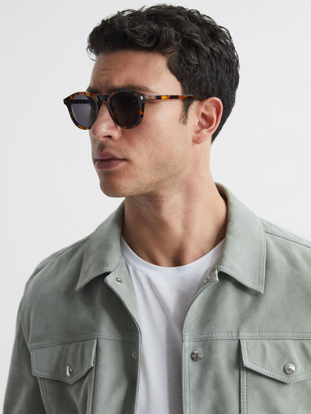 Reiss Sunglasses | Nelson Monokel Eyewear Round Sunglasses Tortoise - Men