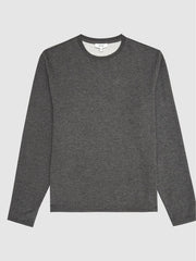 Reiss Sweats &amp; Hoodies | Adam Melange Crew Neck Jumper Dark Grey - Men