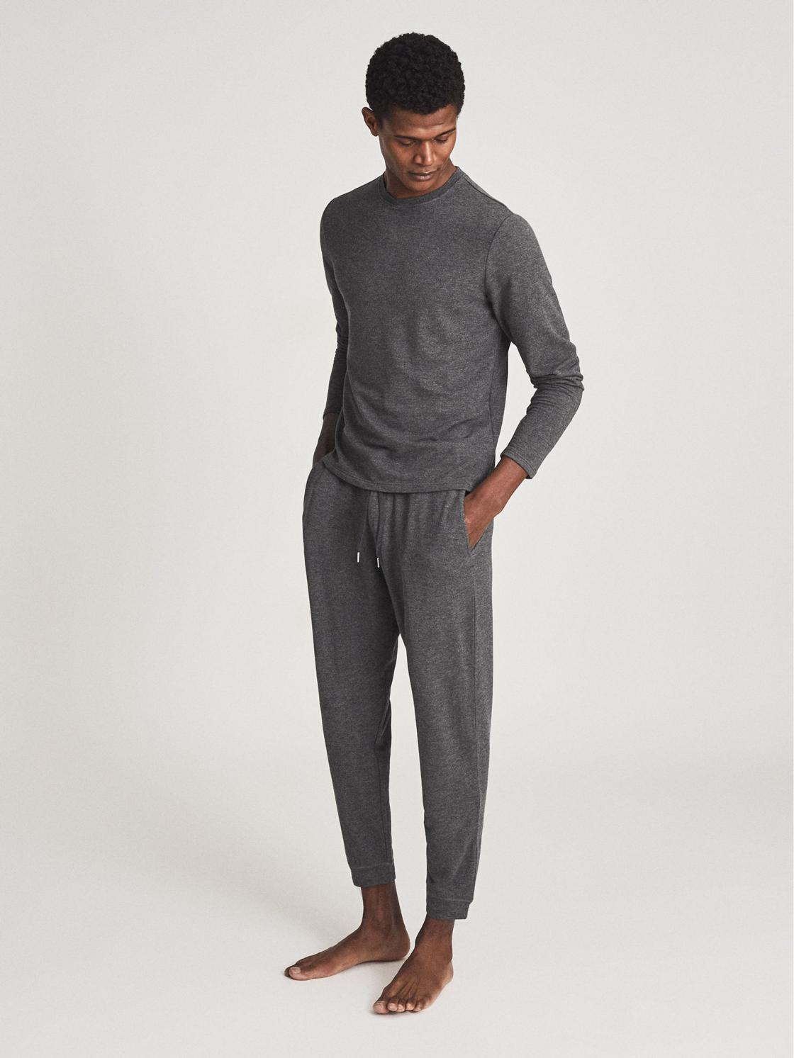 Reiss Sweats &amp; Hoodies | Adam Melange Crew Neck Jumper Dark Grey - Men