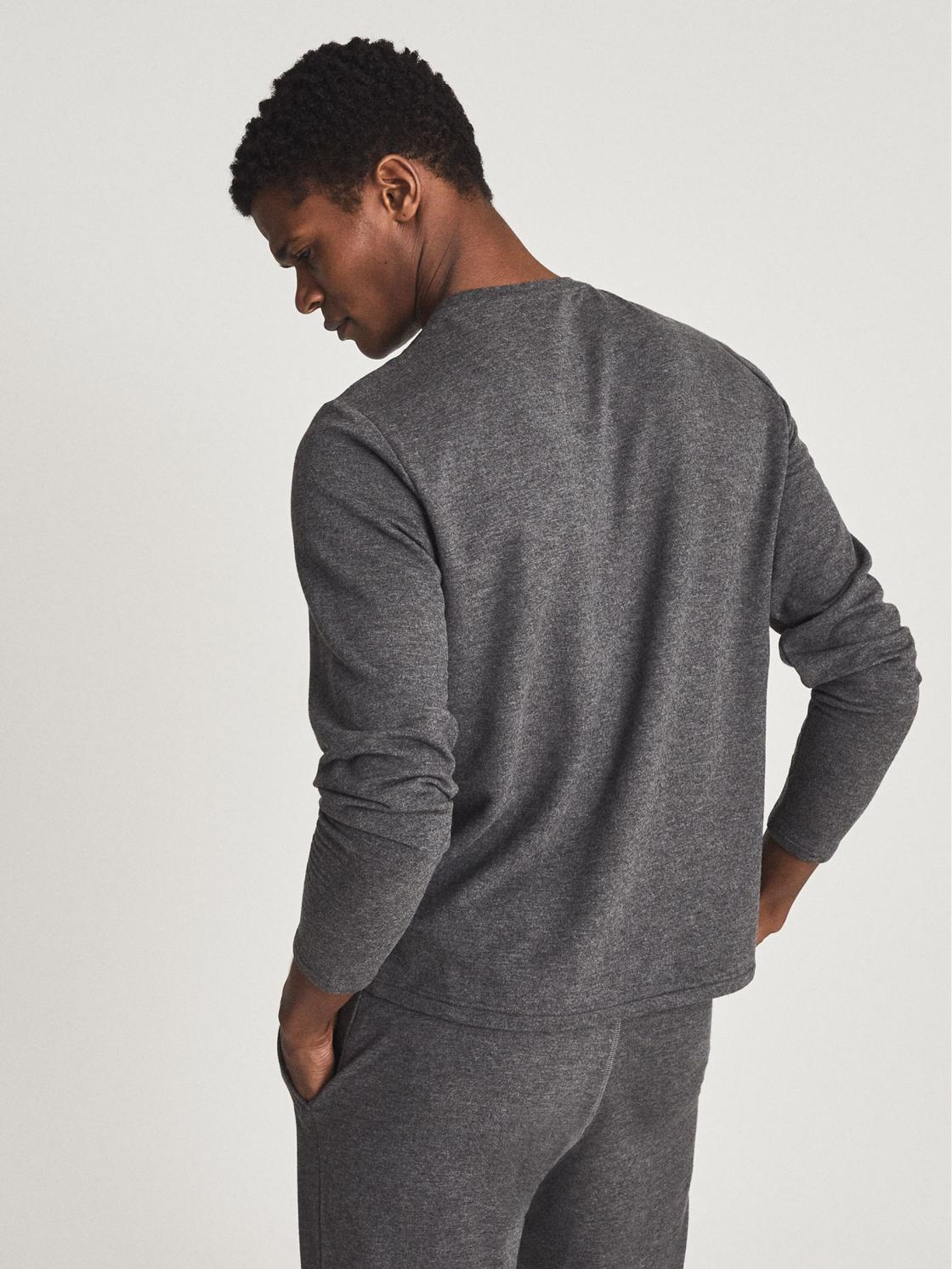 Reiss Sweats &amp; Hoodies | Adam Melange Crew Neck Jumper Dark Grey - Men