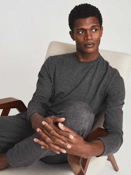 Reiss Sweats &amp; Hoodies | Adam Melange Crew Neck Jumper Dark Grey - Men