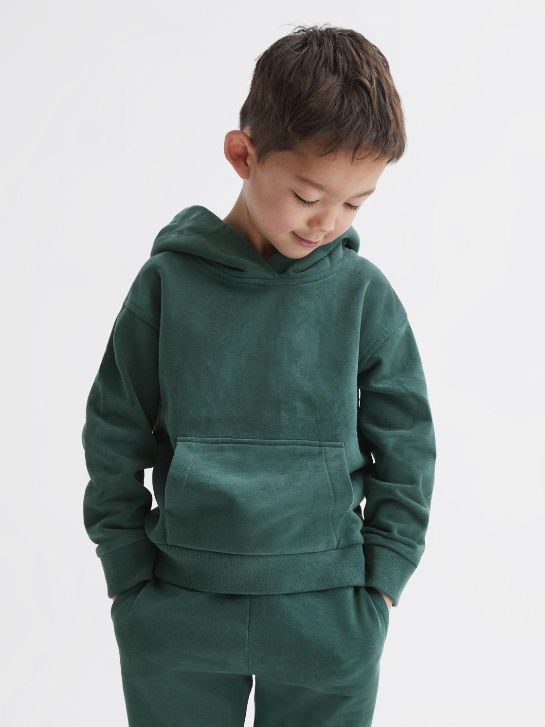 Reiss Sweats &amp; Hoodies | Alexander Oversized Cotton Jersey Hoodie Midnight Green - Children