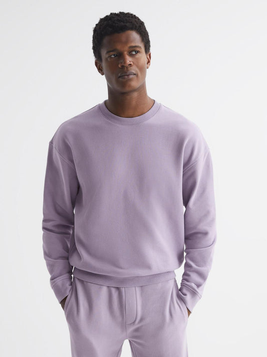 Reiss Sweats &amp; Hoodies | Alistar Oversized Garment Dye Sweatshirt Lilac - Men