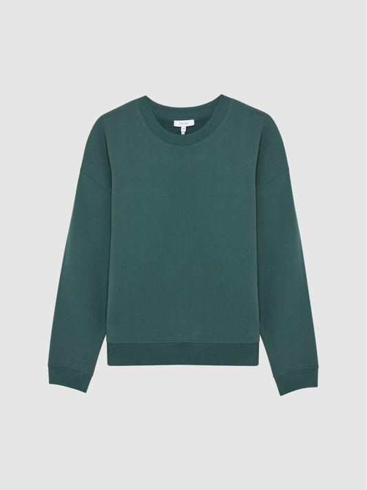 Reiss Sweats &amp; Hoodies | Alistar Oversized Garment Dye Sweatshirt Midnight Green - Men