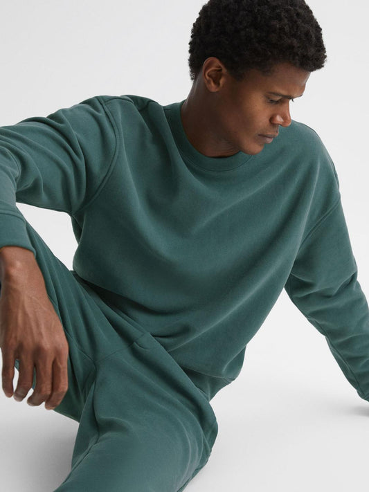 Reiss Sweats &amp; Hoodies | Alistar Oversized Garment Dye Sweatshirt Midnight Green - Men
