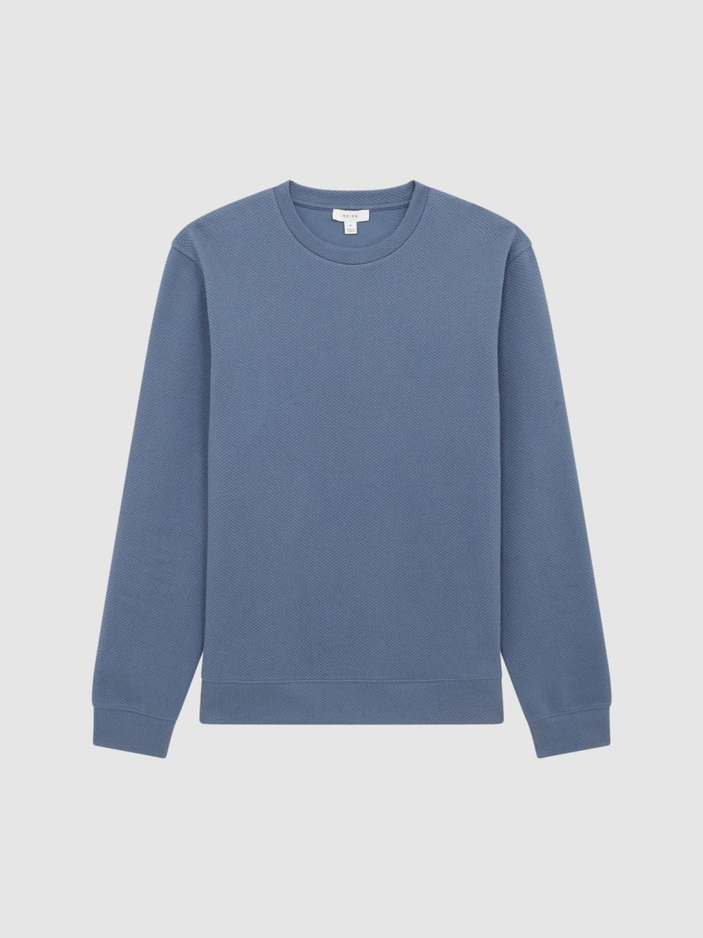 Reiss Sweats &amp; Hoodies | Barlett Long Sleeve Textured Crew Neck Jumper Airforce Blue - Men