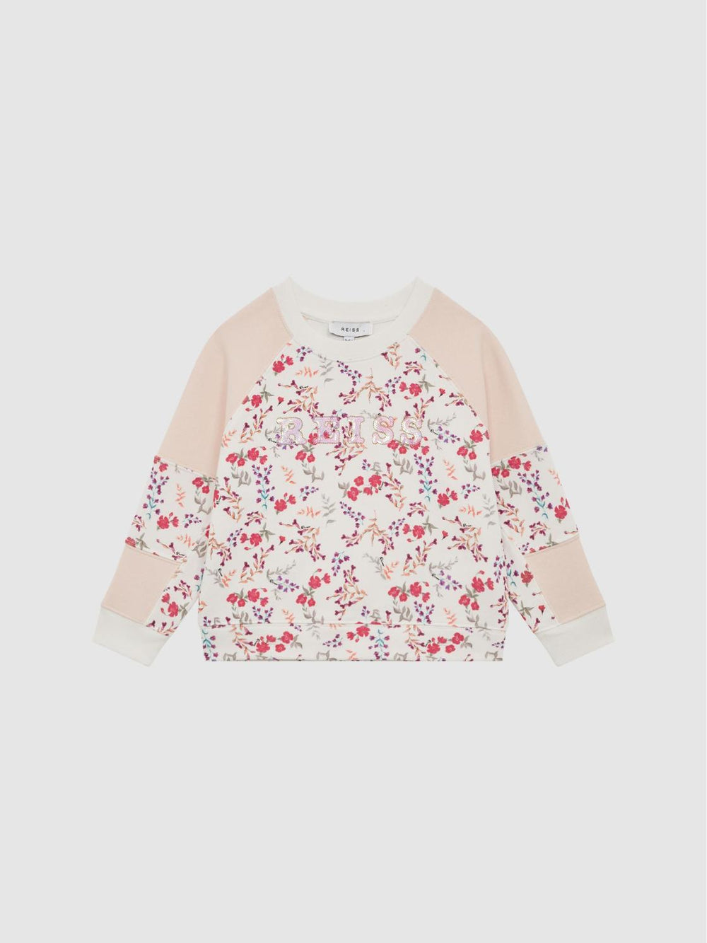 Reiss Sweats &amp; Hoodies | Billy Floral Printed Crew Neck Jumper Pink Print - Children