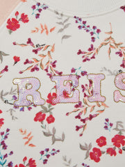 Reiss Sweats &amp; Hoodies | Billy Floral Printed Crew Neck Jumper Pink Print - Children