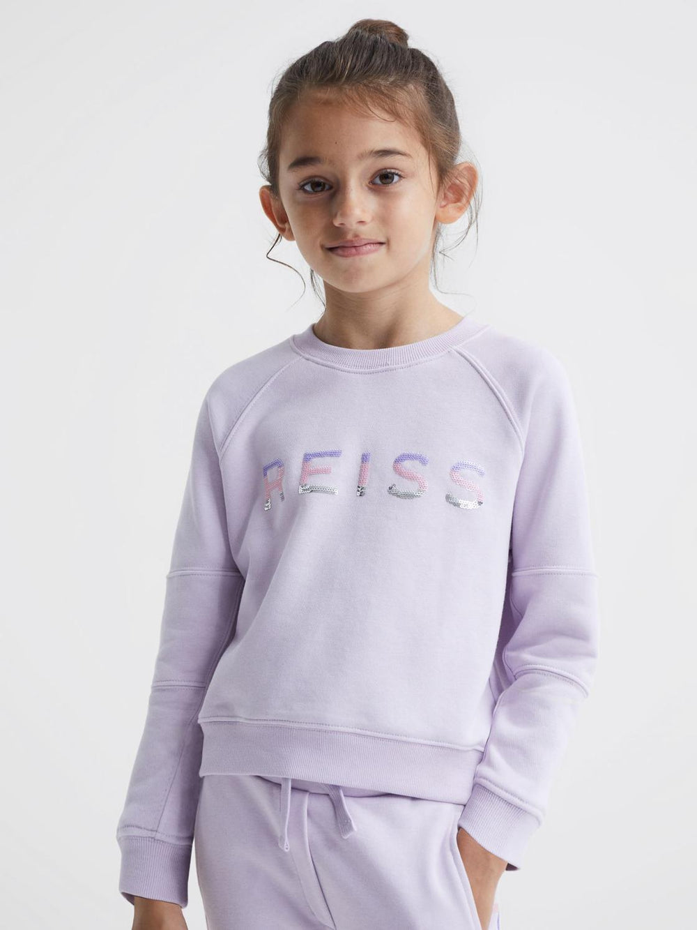 Reiss Sweats &amp; Hoodies | Bryony Sequin Crew Neck Jumper Lilac - Children