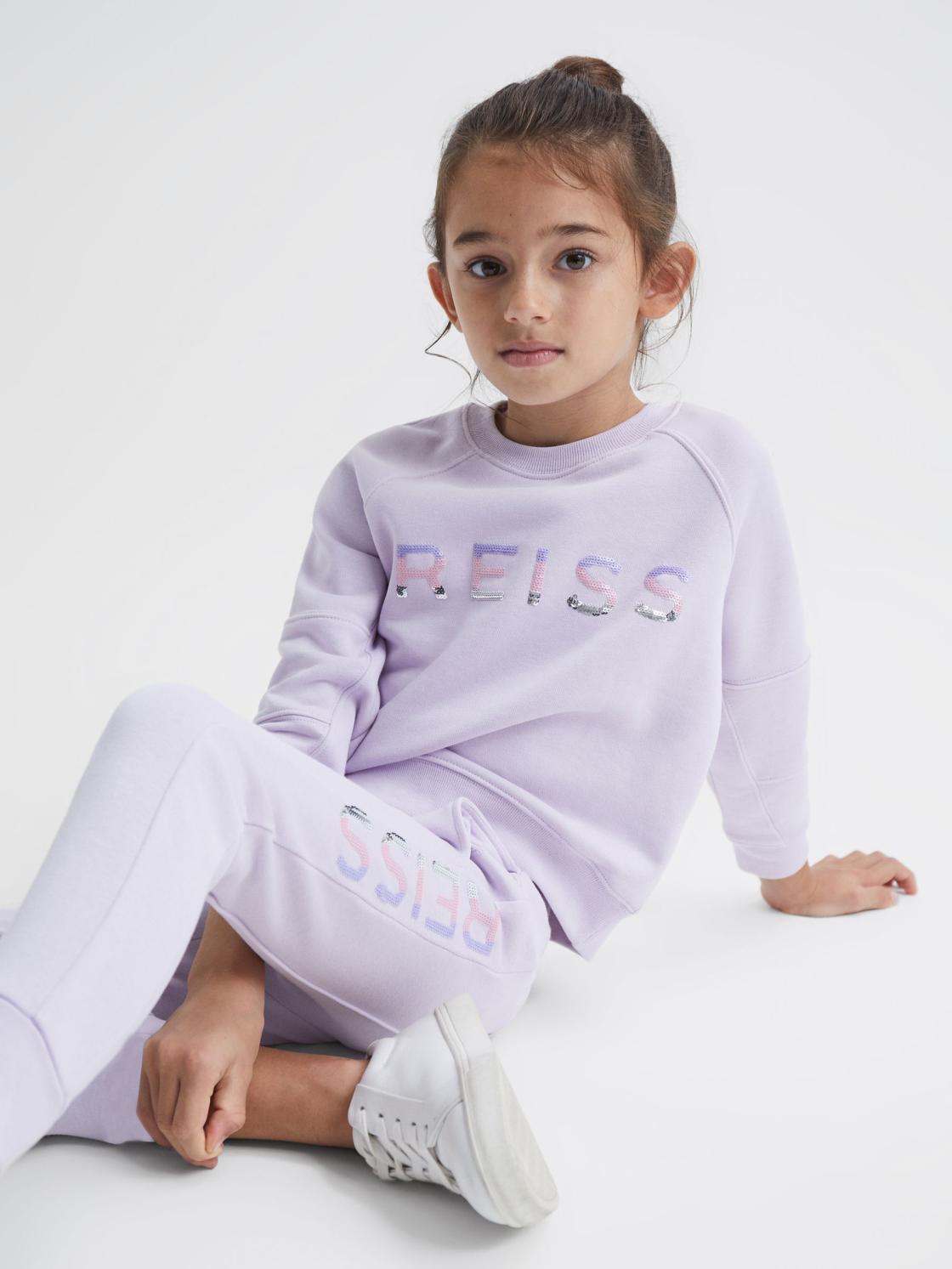 Reiss Sweats &amp; Hoodies | Bryony Sequin Crew Neck Jumper Lilac - Children
