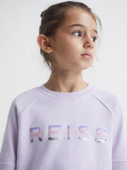Reiss Sweats &amp; Hoodies | Bryony Sequin Crew Neck Jumper Lilac - Children