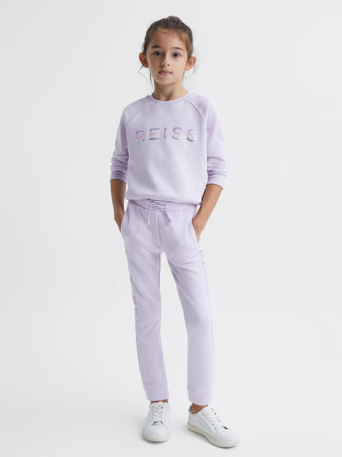 Reiss Sweats &amp; Hoodies | Bryony Sequin Crew Neck Jumper Lilac - Children